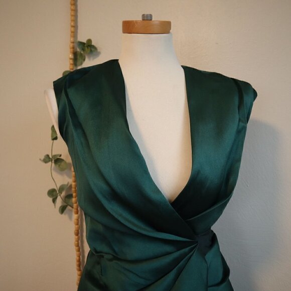 Tia Cibani Cypress Wrap Dress Deep Green Holiday Dress Size 2 - Picture 7 of 11